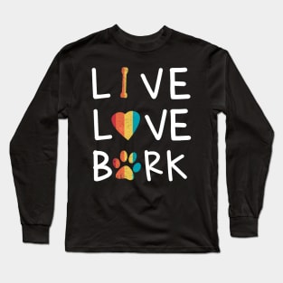 Vintage Retro Style Live Love Bark Puppy Sign Tshirt Long Sleeve T-Shirt